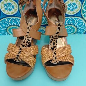 Carlos Santana Leopard and Woven Sandals
